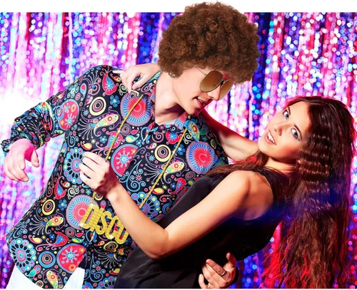 Vista 5 de Juego de 4 piezas de disfraz de discoteca para hombre de los años 70 casual cachemira floral vintage manga larga para fiesta de discoteca