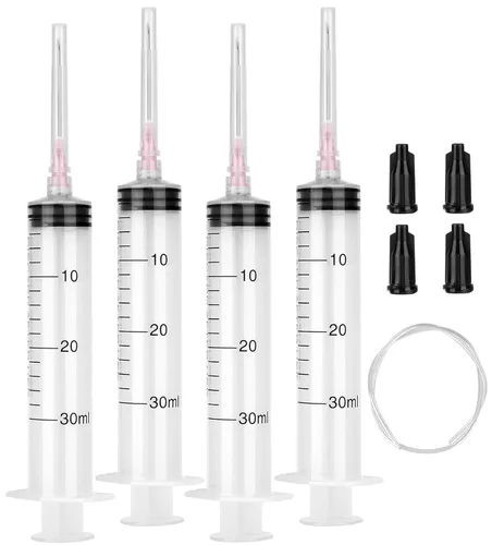 Vista 12 de Paquete de 4 jeringas de 100 ml, jeringa de jardín de plástico grande para laboratorios científicos, medición de nutrientes, riego, relleno