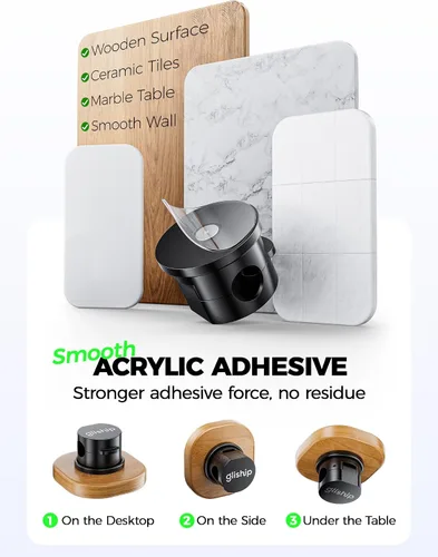 Vista 3 de Paquete de 9 clips magnéticos para cables, organizador de cables [giratorio de 360° mejorado], soporte de cable magnético fuerte, soporte de alambre