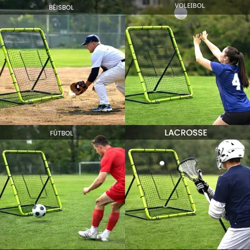 Vista 4 de Red de Rebote de Béisbol 4x4.5 Pies Entrenador Pitchback Red de Fildeo de Rebote para Béisbol y Softbol Práctica en Solitario de Rebote con 3