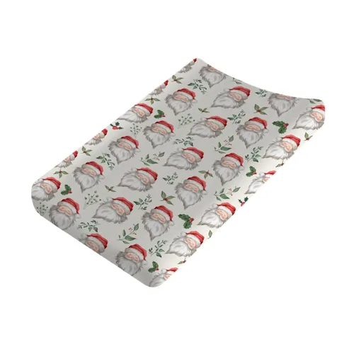 Vista 9 de Divertidas fundas para cambiador de Papá Noel, diseño de hojas de abeto de cerezo, para bebés, niños y niñas, para invierno, suaves, transpirables