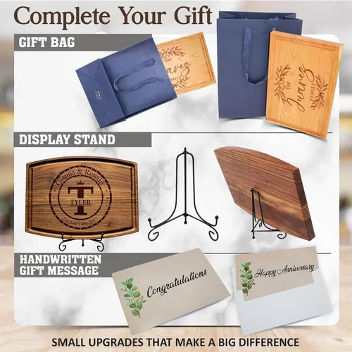Vista 9 de Tayfus Tabla de cortar personalizada, tabla de madera grabada personalizada, idea de regalo única para bodas, compromisos, despedidas de soltera