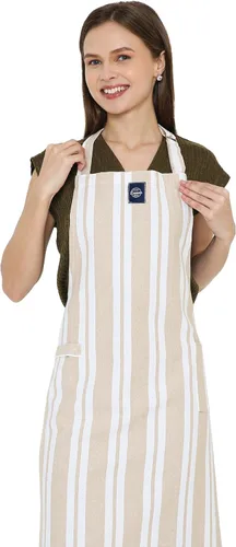Vista 14 de Encasa XO Delantales de cocina de algodón para mujeres y hombres con bolsillo y bucle para toalla, correa ajustable para cuello y espalda