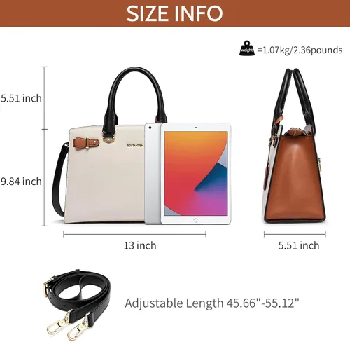 Vista 6 de BOSTANTEN Bolso de cuero para mujer, bolso de diseñador con asa superior, bolso cruzado, Bolsas colgantes de cuero para mujer