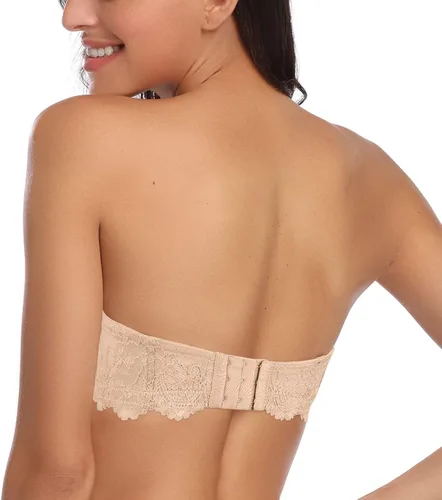 Vista 3 de HACI Brasier sin tirantes de figura completa para mujer, cobertura multidirección, con aros, talla grande