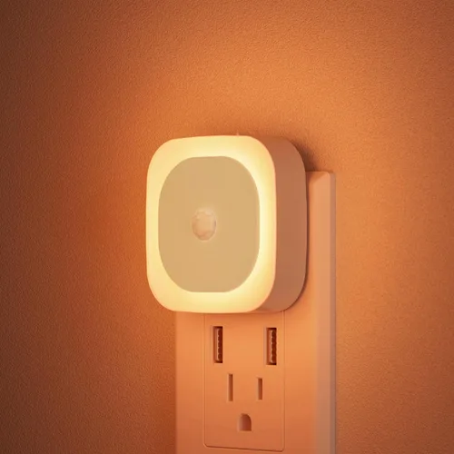Vista 12 de YUNLEX Paquete de 2 luces nocturnas enchufables con sensor de movimiento y sensor de atardecer a amanecer, 3 modos de sensor, luces nocturnas azules