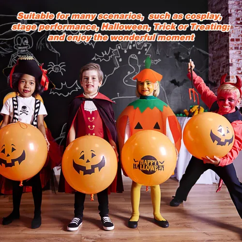 Vista 9 de MAGICLULU 1 juego de calabaza de Halloween, ropa de cosplay, farol, cara de disfraz para fiesta de Halloween