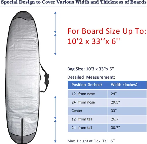 Vista 2 de Abahub Bolsa de viaje de SUP de alta calidad, funda acolchada de espuma para tabla de remo, bolsas de transporte para paddleboard, al aire libre