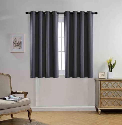 Vista 17 de Miuco paneles de cortina de oscurecimiento con arandelas, cortinas opacas con textura para salón, juego de 2