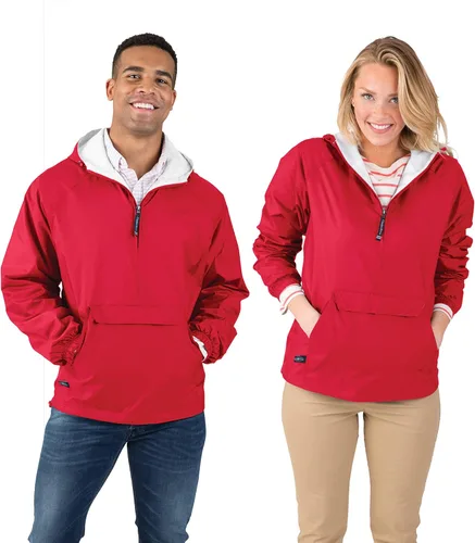 Vista 6 de Charles River Apparel Jersey clásico a rayas unisex, cortavientos resistente al agua para hombres y mujeres Negro