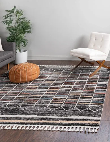 Vista 8 de Unique Loom Aramis Collection - Alfombra rectangular de 2 pies x 3 pies 1 pulgadas, color negro