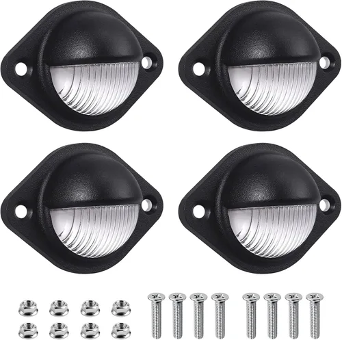 Vista 10 de Justech 2 luces LED para placa de matrícula de 3 luces impermeables, resistentes a los golpes, 12 V 24 V para camiones, SUV, remolques, caravanas