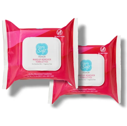 Vista 6 de Simply Soft - Toallitas desmaquillantes prémium de 25 unidades (2 paquetes abatibles), aroma cítrico, toallitas de maquillaje para pieles sensibles
