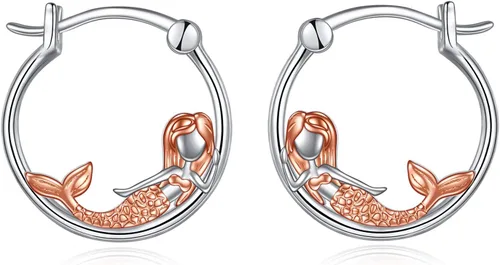 Vista 7 de VONALA Bonitos aretes de aro de plata de ley 925, regalos de cumpleaños para mujer