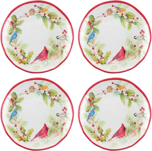 Vista 6 de UP UPware Platos Redondos de Melamina con Árbol de Navidad para Postres, Platos Pequeños de Servicio, Decoraciones de Navidad, para Aperitivos