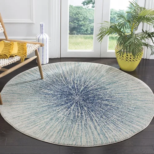 Vista 26 de SAFAVIEH Evoke Collection EVK228J - Alfombra abstracta de estallido de 2'2" x 4', color aguamarina/marfil, no desprende pelusa, alfombra de acento