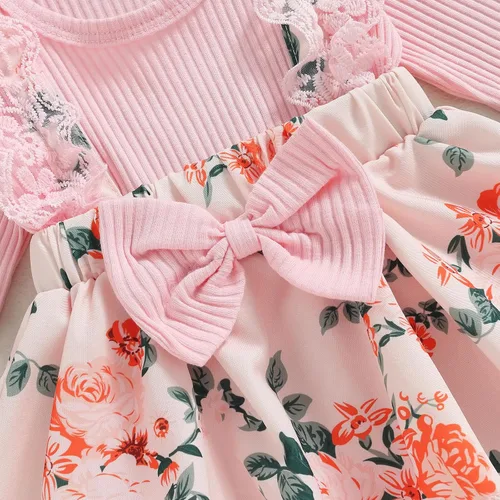 Vista 8 de Mubineo Ropa de primavera y otoño para bebé niña, traje de manga larga con encaje floral