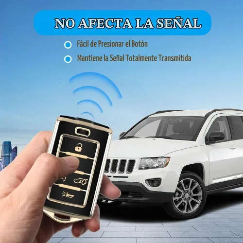 Vista 3 de MILD EAST - Funda para llavero Jeep Grand Cherokee con 5 botones (negro)