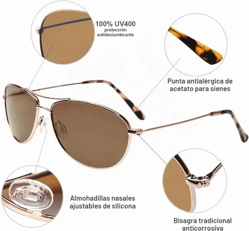 Vista 3 de MAXJULI Baby Sea 8017 - Gafas de sol polarizadas de aviador para cara pequeña y estrecha para mujeres y hombres Dorado/Marrón