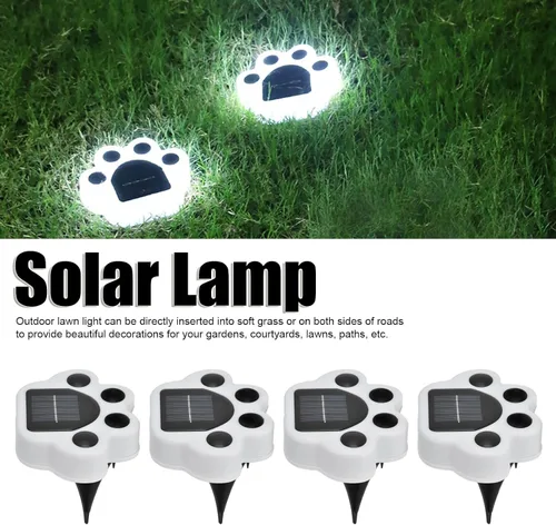 Vista 6 de plplaaoo Linterna solar, luces solares en forma de pata para exteriores, 4 piezas LED de iluminación de paisaje, luz enterrada, lámpara decorativa