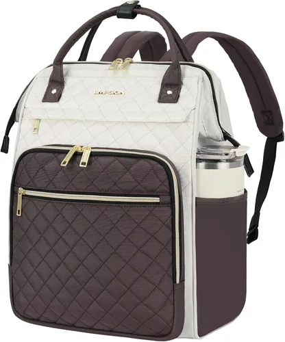 Vista 17 de EMPSIGN - Mochila para laptop de 15.6 pulgadas para mujeres, bolsa de viaje para computadora, negocios y trabajo, repelente al agua, mochila casual