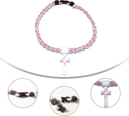 Vista 3 de Collar de cuerda de béisbol con cruz de silicona