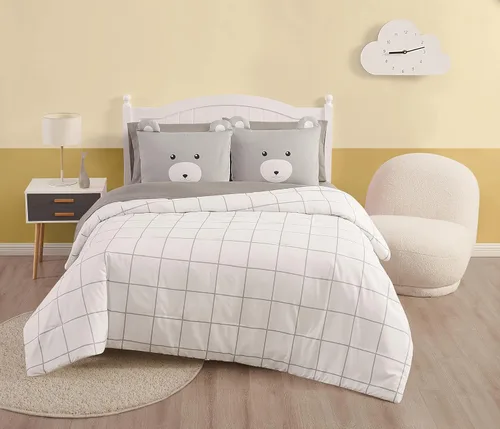 Vista 7 de My World Colección Cat Nap, cama de 7 piezas en una bolsa, tamaño matrimonial, rosa/blanco