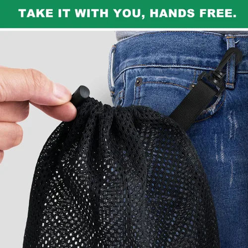 Vista 3 de 10 bolsas de malla con clips, bolsas de almacenamiento de nailon portátiles para juguetes, almacenamiento deportivo, actividades al aire libre, etc.