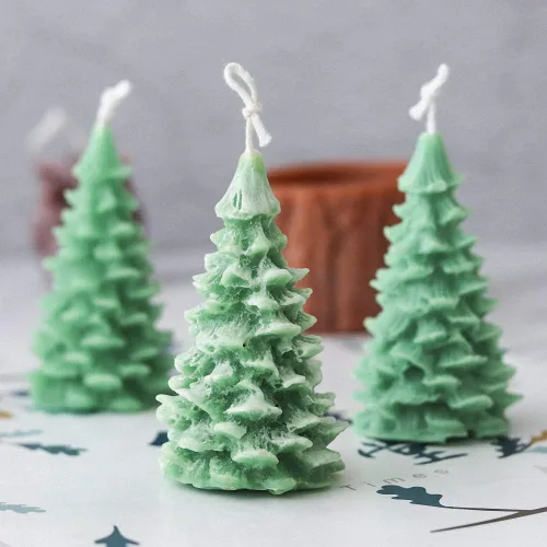 Vista 4 de Molde de vela de silicona para árbol de Navidad 3D para hacer velas, moldes de jabón de silicona de pino de Navidad, decoración de tartas