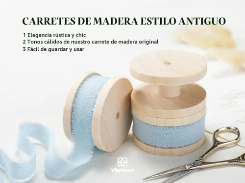 Vista 5 de Vitalizart Cinta de algodón azul bebé hecha a mano con flecos de 5/8 pulgadas x 21 yardas, cintas de algodón natural puro para envolver regalos