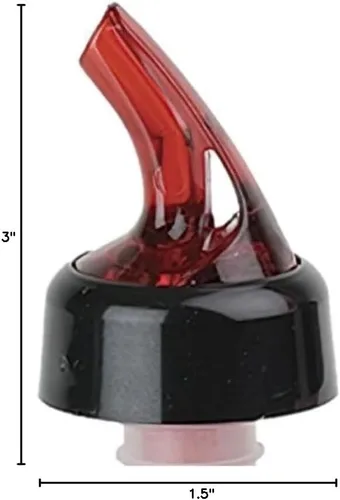 Vista 6 de Soro Essentials - Vertedor automático de botellas de 1-1/8 onzas con boquilla roja y cuello negro de plástico, juego de 12 - vertedor de medición