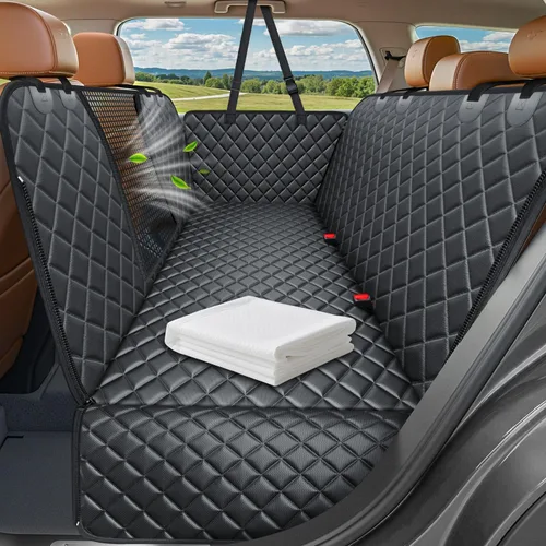 Vista 10 de URPOWER Funda de asiento de coche para perro, hamaca impermeable para Todo negro