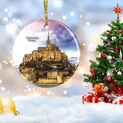 Vista 6 de Decoración de Navidad Normandía Francia, adorno de Navidad, recuerdo de recuerdo, adorno de Navidad, regalo de árbol de Navidad, adorno de cerámica