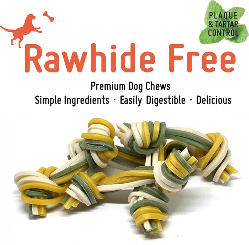 Vista 4 de LuvChew Trata de perro de hilo dental triple libre de cuero crudo 15 unids/bolsa