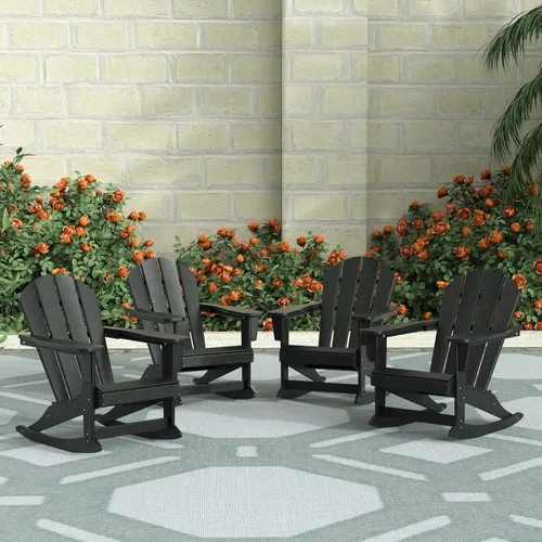 Vista 125 de WestinTrends Silla mecedora Malibu de poliéster para exterior/patio Adirondack, Negra
