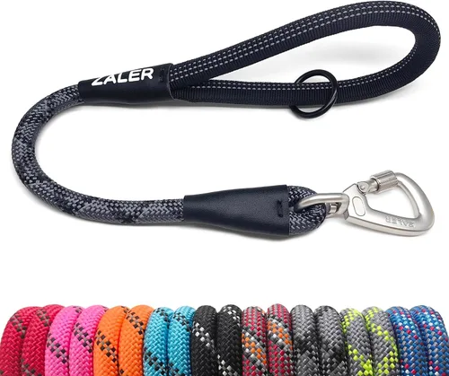 Vista 15 de ZALER Correa corta para perro, correa de tráfico de cuerda de 18 pulgadas para perros, correa reflectante con junta tórica, correa resistente