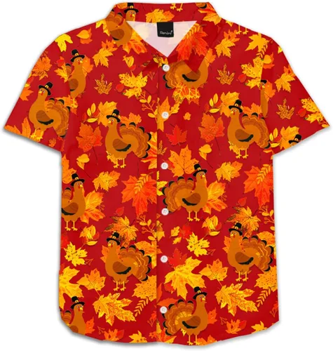 Vista 22 de Remimi Camisa unisex de Halloween para niños, camisetas hawaianas de manga corta con botones feos de 5 a 14 años Christmas Gift