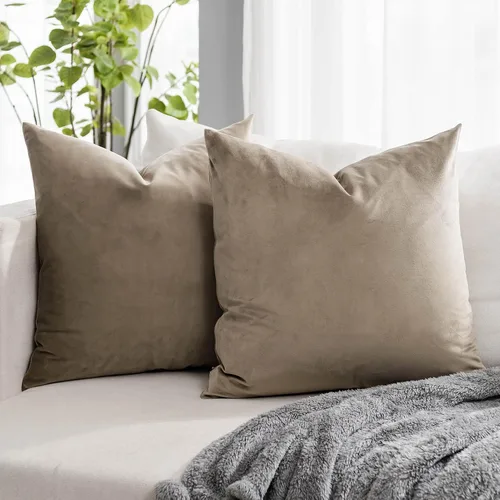 Vista 40 de Juego de 2 fundas de almohada decorativas de terciopelo de 14 x 14 pulgadas con cremallera, fundas de cojín cuadradas suaves y lisas de lujo