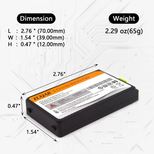 Vista 2 de Paquete de 2 baterías de polímero de litio de 3.7 V 2400 mAh para Symbol