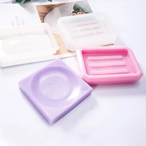 Vista 6 de 2 moldes de resina para jabonera, molde rectangular de silicona para bandeja de jabón, moldes redondos de resina epoxi para joyería de bricolaje