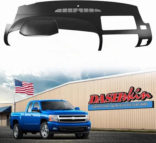 Vista 8 de DashSkin Cubierta Tapa de Tablero Moldeada de Una Pieza Compatible con Silverado Sierra 2007-2013 con Tableros de Doble Guantera en Negro Ébano