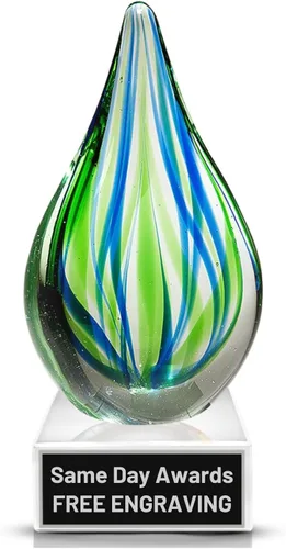 Vista 11 de Premio de Vidrio Artístico Soplado a Mano – Premio Elegante con Grabado Personalizado para Corporativo, Deportes, Jubilación, Reconocimiento