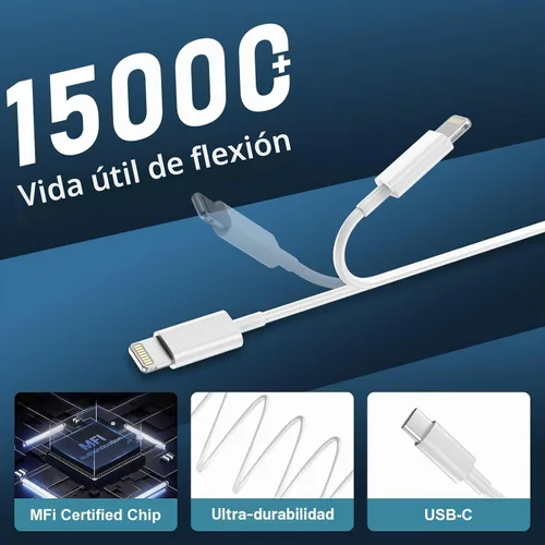 Vista 4 de DiHines Cargador rápido para teléfono 14 13 12 11, cable de carga rápida Lightning de 1.8 m con bloque de carga USB C de 20 W para teléfono 14/14
