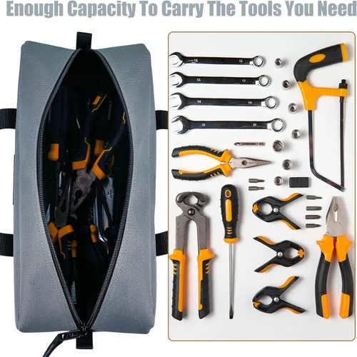 Vista 4 de MELOTOUGH Kit combinado de bolsa de herramientas utilitarias: incluye 2 bolsas organizadoras de herramientas medianas para electricista, fontanería