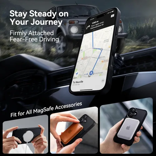 Vista 4 de CASEKOO Funda negra para iPhone 17 con soporte magnético giratorio de 360 grados