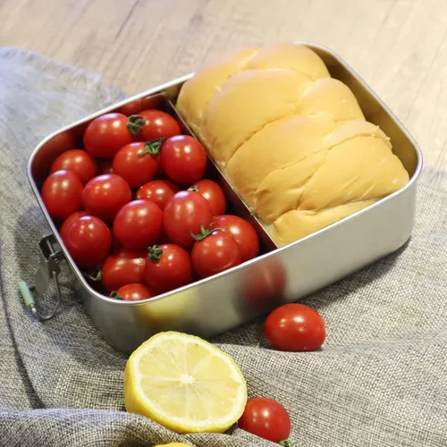Vista 5 de Arora Lonchera Bento de acero inoxidable – 27.1 fl oz con divisor, 2 compartimentos, recipiente de alimentos ecológico y reciclable, a prueba