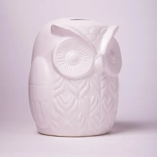 Vista 6 de Estatua de búho, estatua de animal, decoración moderna, escultura, regalo para escritorio, estantería, mesa de oficina, cerámica, 5.5 pulgadas