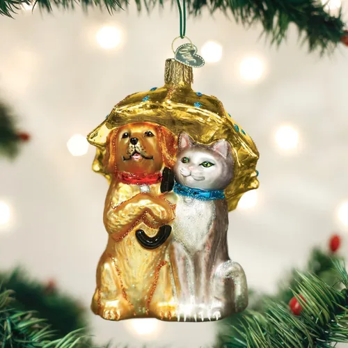 Vista 2 de Old World Christmas Adornos de vidrio soplado para amantes de las mascotas para gatos y perros de árbol de Navidad