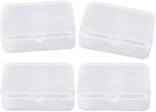 Vista 3 de AKOAK Caja rectangular de polipropileno transparente con tapa con bisagras para accesorios, manualidades, suministros de aprendizaje, tornillos