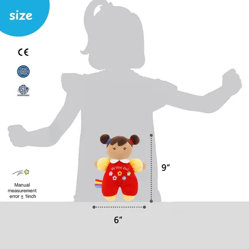 Vista 5 de June Garden 9" Mi primera muñeca Ava - Muñeca de bebé de felpa suave - Vestido rojo